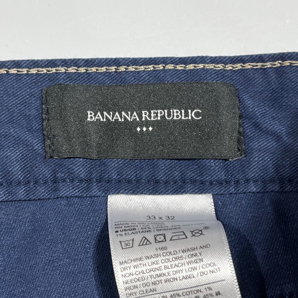 Banana Republic Linen Cotton Old Money Slim Fit Navy Pants 33x32 Preppy Career - Picture 9 of 12